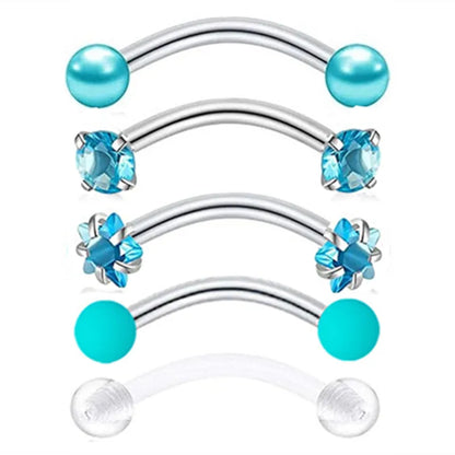 5PCS Crystal Eyebrow Piercing Set Curved Barbell Piercings Rook Earring Bulk Helix Stud Tragus Earrings Cartilage Jewelry Labret