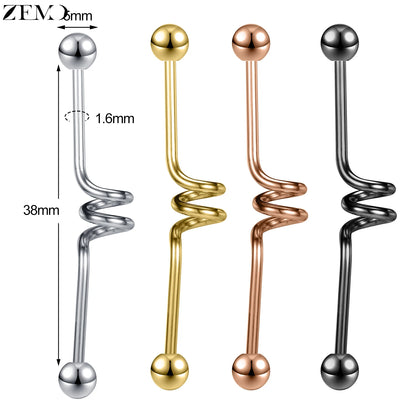 ZEMO 38MM Stainless Steel Industrial Barbell Earrings - Unisex, Multistyle