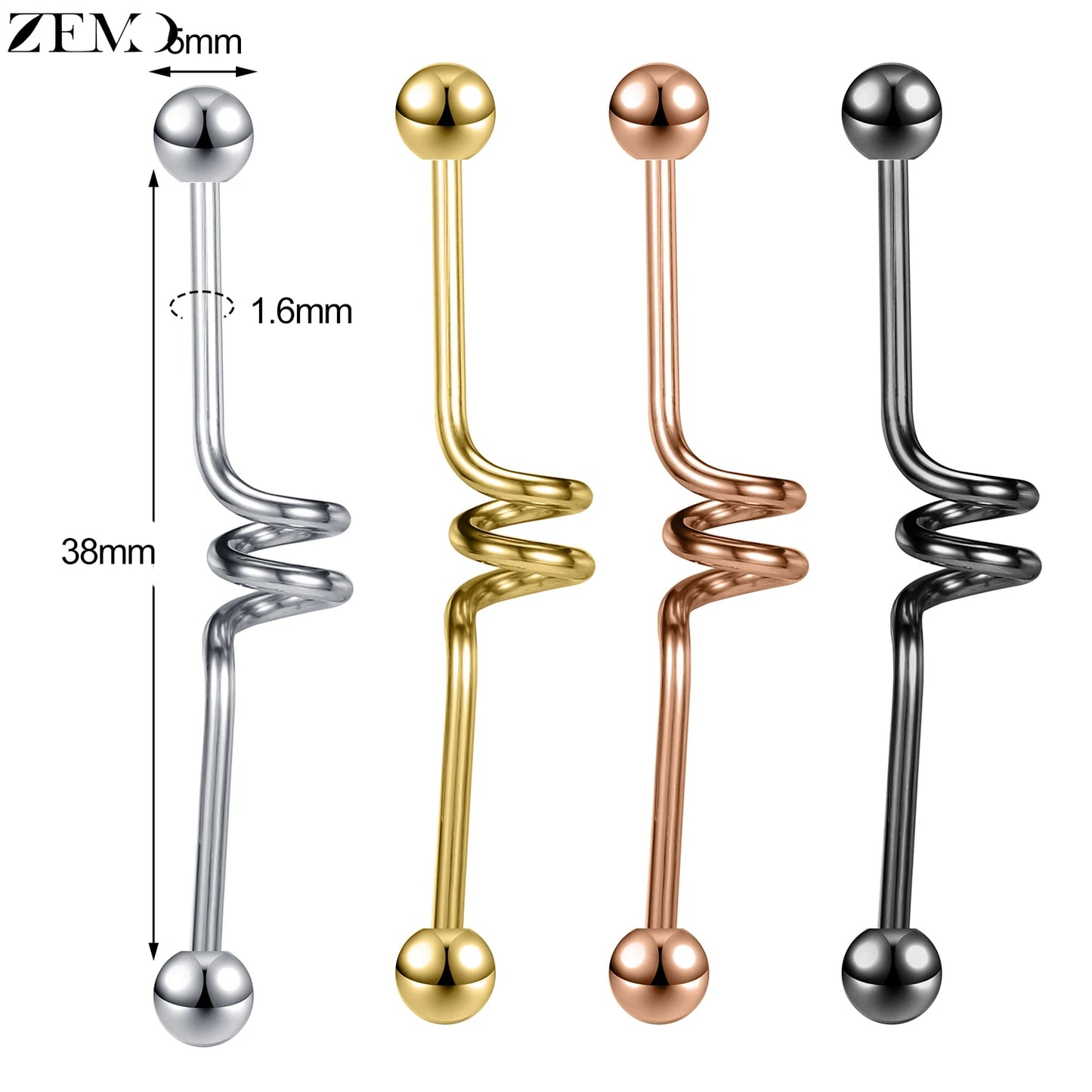 ZEMO 14G Stainless Steel Industrial Barbell Earrings - Versatile and Stylish for All Occasions