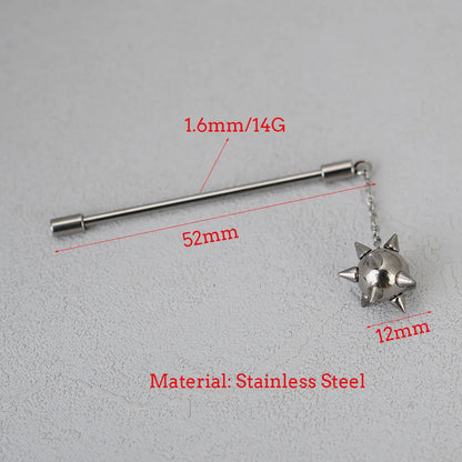 1PC Surgical Steel Industrial Piercing Jewelry With Chain Tassel Bridge Piercing Barbell Earrings Scaffold Bar for Women Men 16G