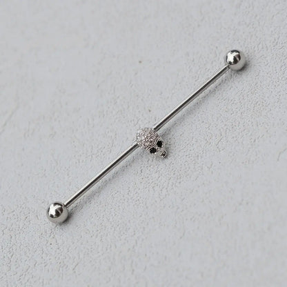 1PC Industrial Piercing Barbells Jewelry Stainless Steel CZ Heart Ball Pearl Cartilage Helix Earring Body Piercing for Women Men
