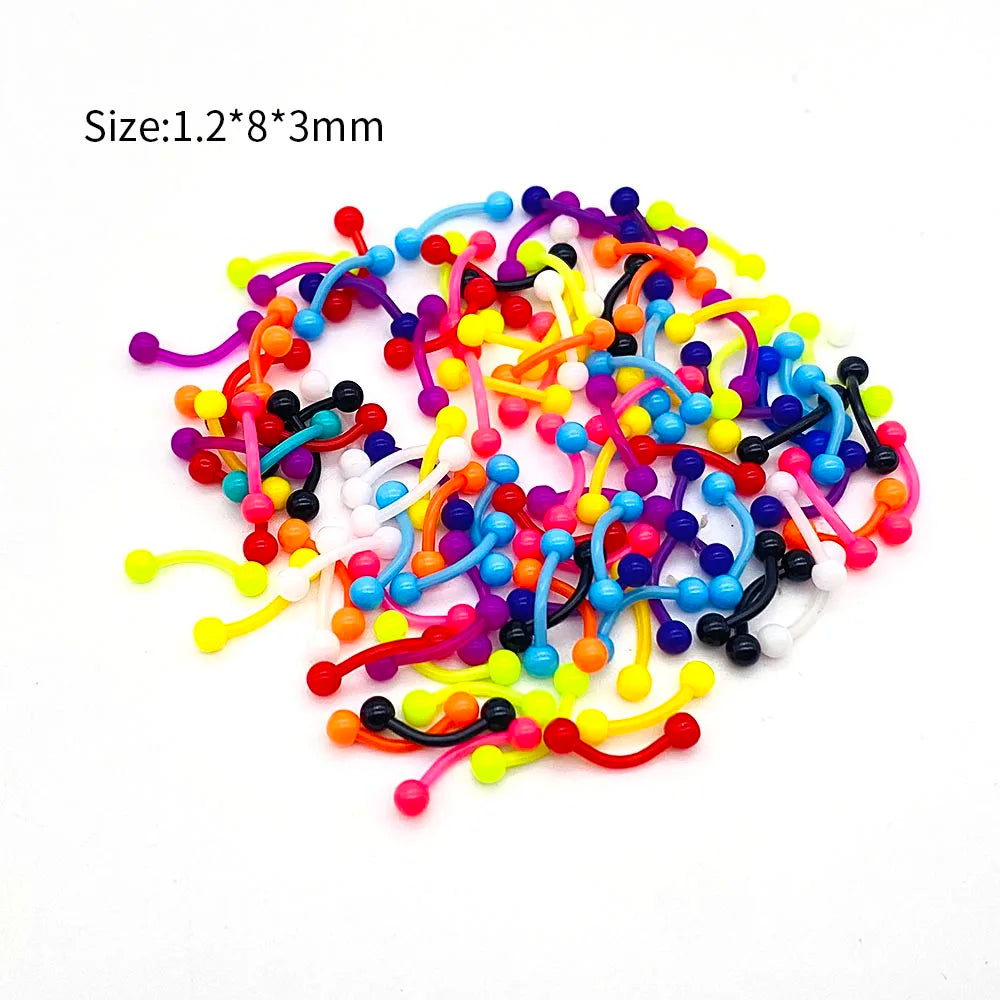 Versatile Acrylic Body Piercing Set - Transparent Barbell Rings for Lips, Ears, Nose, and More