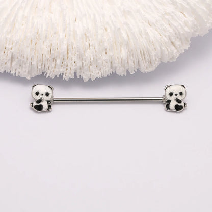 1PC 14G Panda Industrial Piercing  Surgical Steel Cartilage Ear industrial Barbell Body  Jewelry