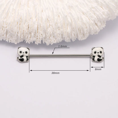 1PC 14G Panda Industrial Piercing  Surgical Steel Cartilage Ear industrial Barbell Body  Jewelry