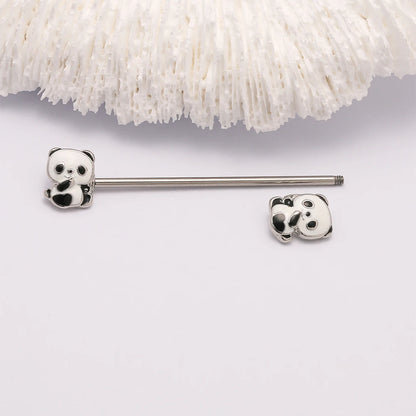 1PC 14G Panda Industrial Piercing  Surgical Steel Cartilage Ear industrial Barbell Body  Jewelry