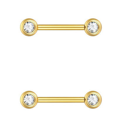 Hypoallergenic Titanium Nipple Barbell with Sparkling CZ Crystal - Versatile & Elegant