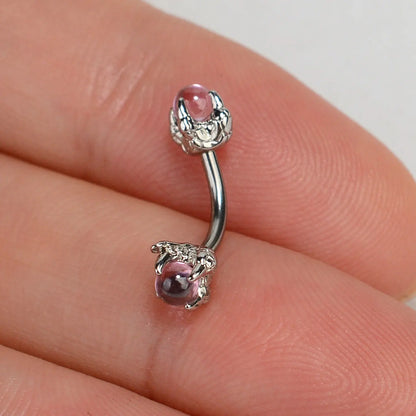 1PC Stainless Steel Curved Barbells Opal Eyebrow Rings Dragon Claw CZ  Eyebrow Studs Ear Cartilage Tragus Body Piercing Jewelry