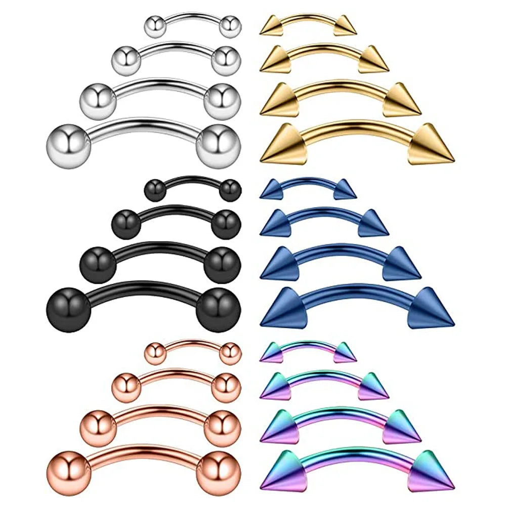 Implant Titanium Curved Barbells Eyebrow Rings Piercing Curved Bar Banana Rook Ear Cartilage Helix Tragus Body Piercing Jewelry