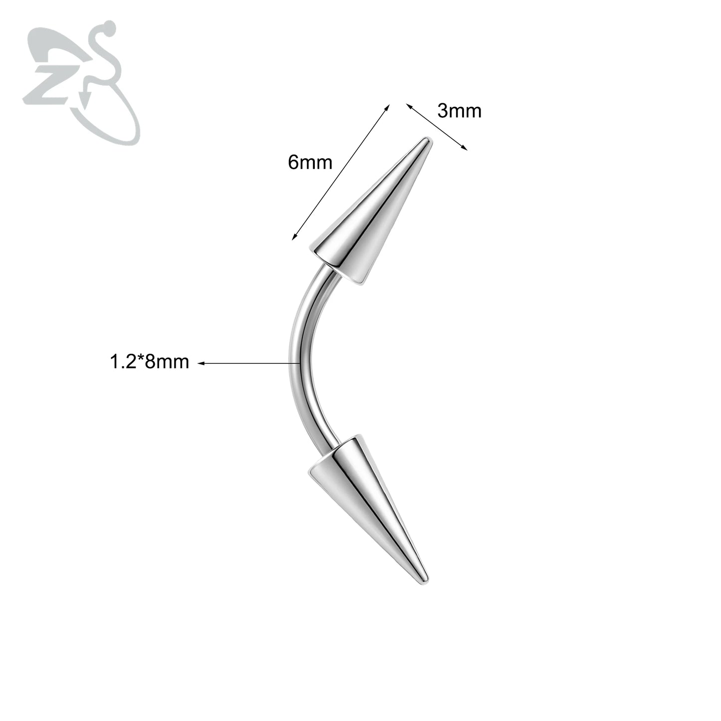 Versatile Black Stainless Steel Long Spike Eyebrow Ring for Any Occasion