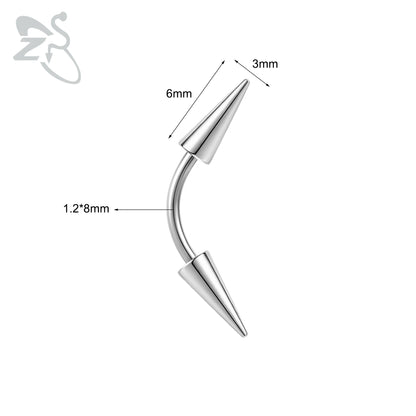 Versatile Black Stainless Steel Long Spike Eyebrow Ring for Any Occasion