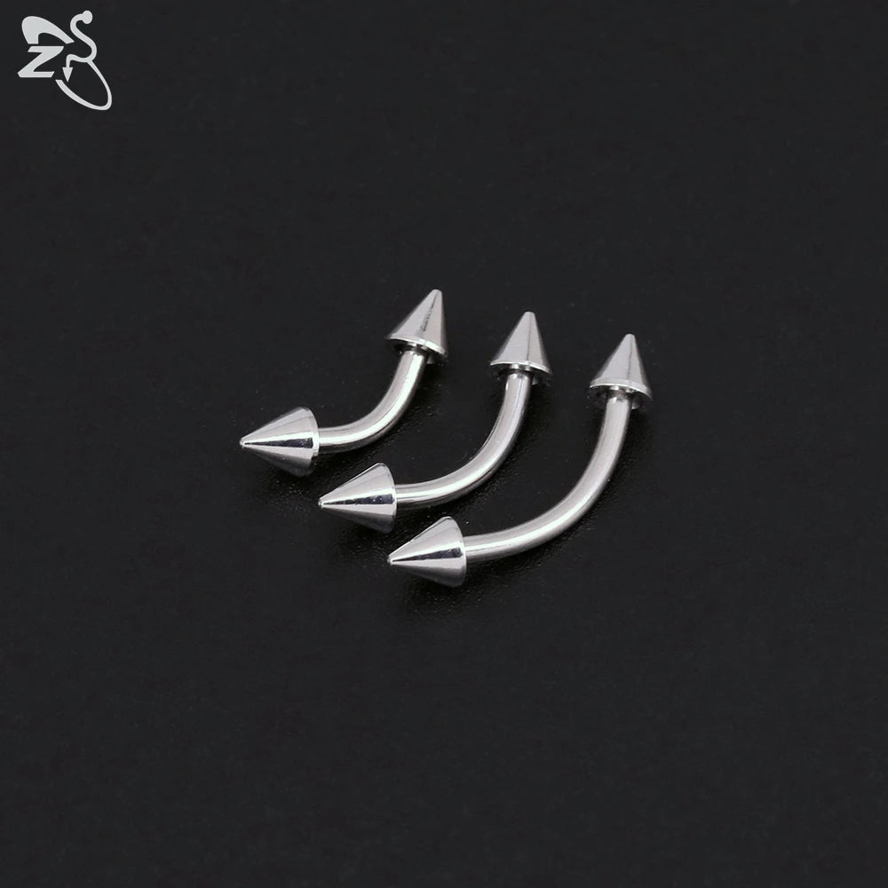 Versatile Black Stainless Steel Long Spike Eyebrow Ring for Any Occasion