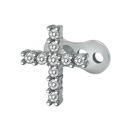 Elegant Stainless Steel Dermal Anchor Set with Cubic Zirconia