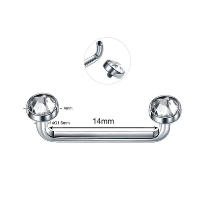 1PC Titanium 16G 14G External&Internal Thread Surface Bar Industrial Barbell CZ Micro Dermal Anchors Ring Piercings Sexy Jewelry
