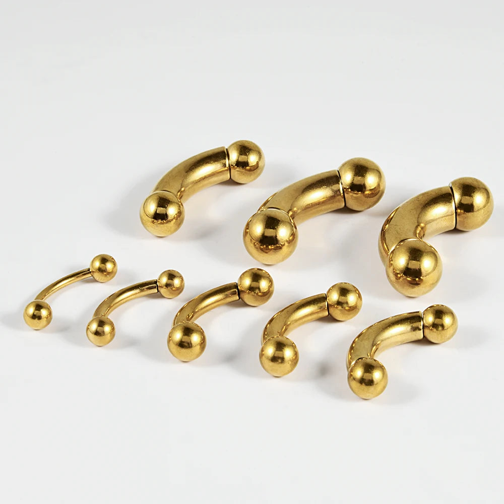 1PCS Surgical Steel Big Size Curved Ring Large Gauge Tongue Curved barbell Curved Banana Gauge Man Body Piercing Jewelry