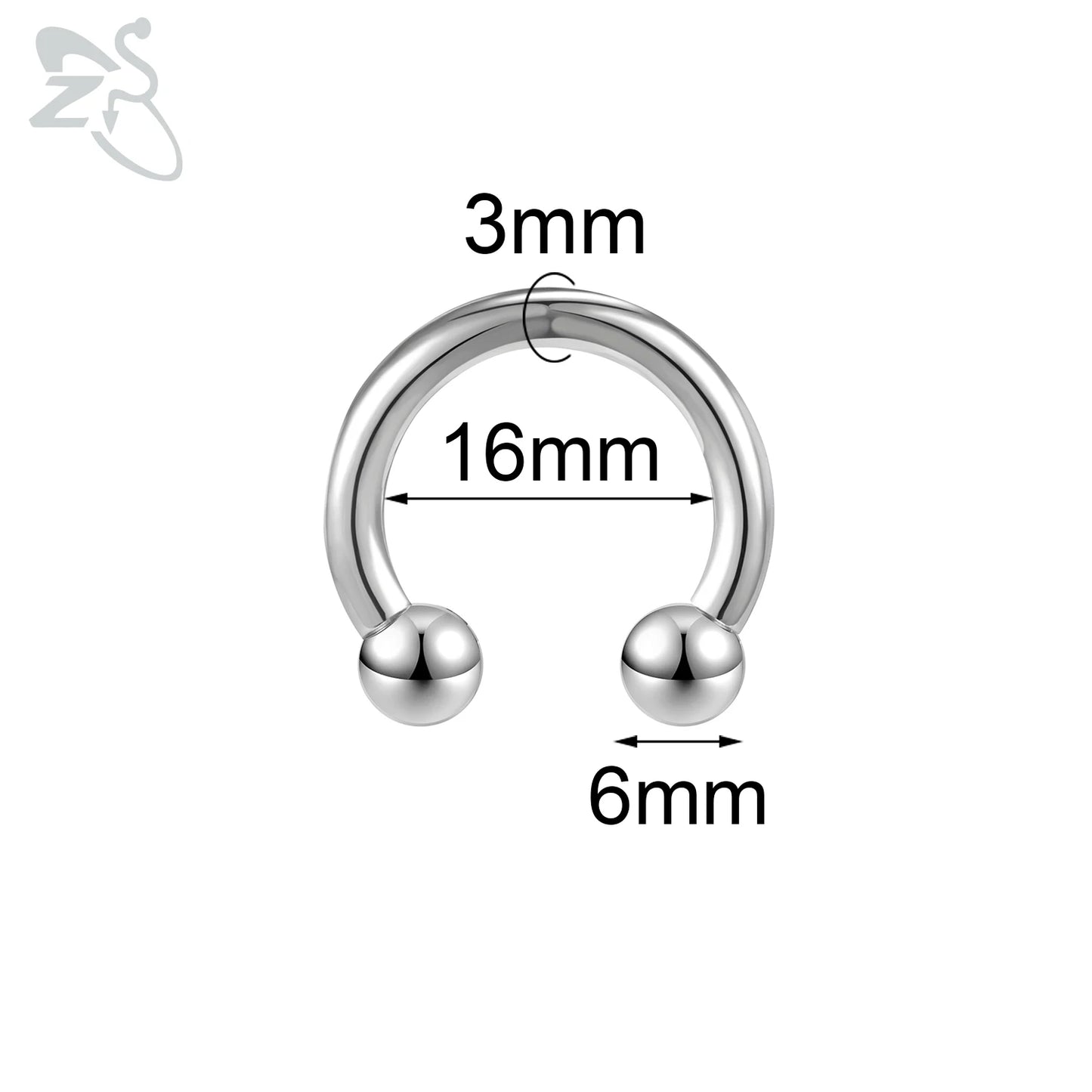 ZS 1 Piece 2/4/6/8G Stainelss Steel Horseshoe Nose Ring Men Internal Threaded Large Gauge Piercings Ear Expander Septum Piercing