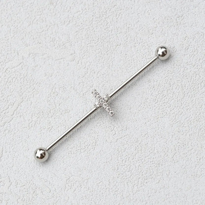 1PC Industrial Piercing Barbells Jewelry Stainless Steel CZ Heart Ball Pearl Cartilage Helix Earring Body Piercing for Women Men