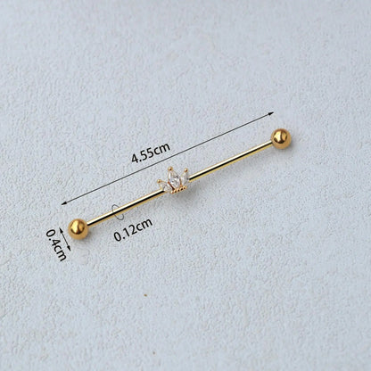 1PC Industrial Piercing Barbells Jewelry Stainless Steel CZ Heart Ball Pearl Cartilage Helix Earring Body Piercing for Women Men