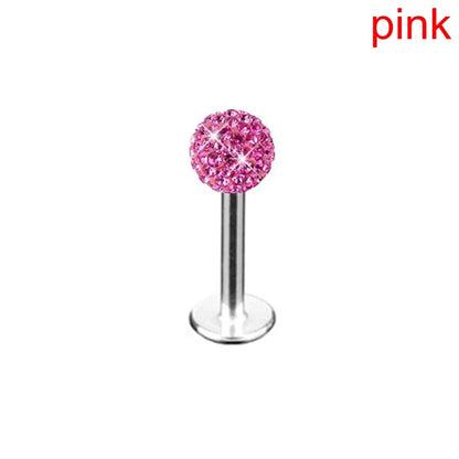 Stylish Labret Stud with Crystal Ball - Versatile Stainless Steel Body Jewelry