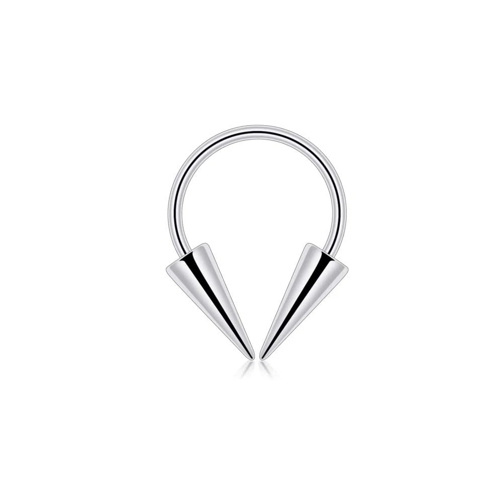Versatile Stainless Steel Nose Ring Set - Multi-Color 16G Horseshoe Hoop and Spike Septum Piercing Kit
