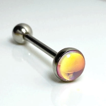 Stainless Steel Tongue Piercing Rings 14G Oil Luminescence Pink Blue Tongue Stud Studs Earrings BCR Piercings Body Jewelry Gifts