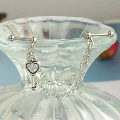 Fashion Double Piercing Chain Stud Earring Industrial Piercing Chain Earrings Tassel Cartilage Helix Jewelry