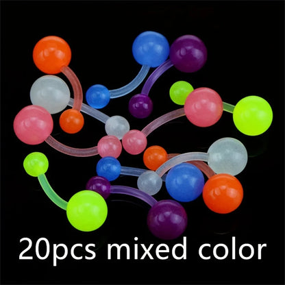 Glow in the Dark Acrylic Body Piercing Jewelry Set of 20 - Versatile Style for All Occasions