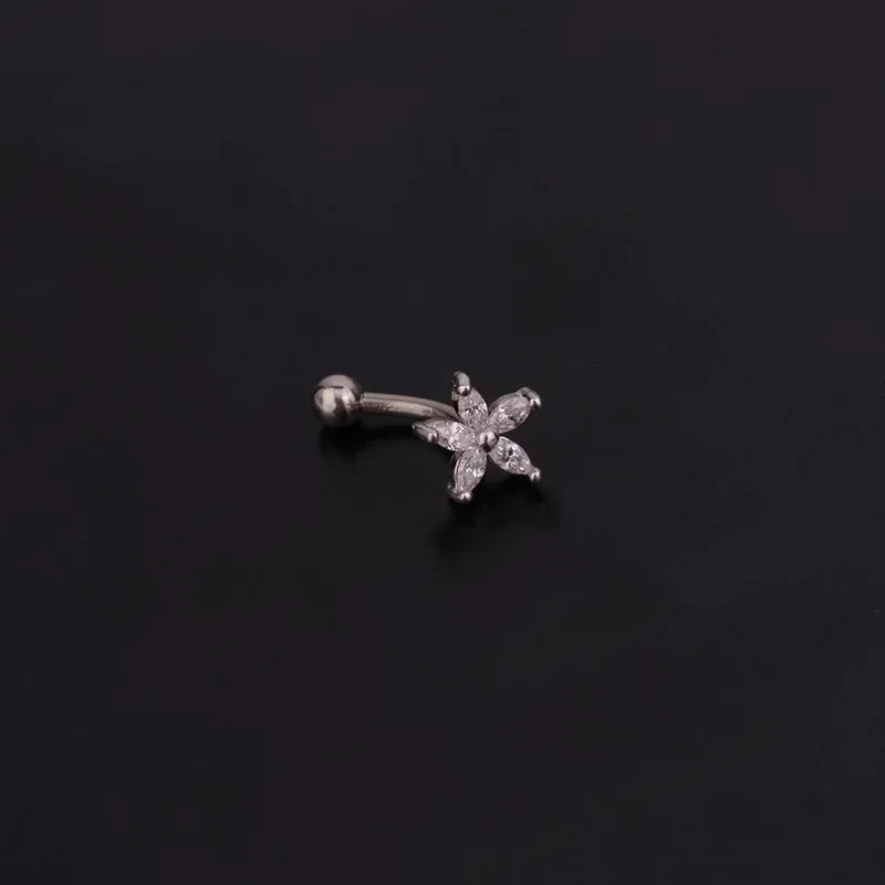 Flower Star Curved  Eyebrow Piercing Bar Colour Ball Barbell Curve Banana Cartilage Ear Piercing