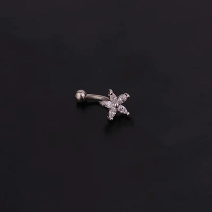 Flower Star Curved  Eyebrow Piercing Bar Colour Ball Barbell Curve Banana Cartilage Ear Piercing