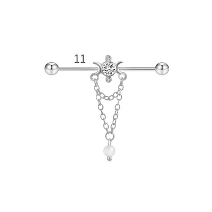 1PCS Stainless Steel dangling Industrial Piercing Barbell 14G Star Industrial Earring Tragus Cartilage Jewelry Industrial Rings