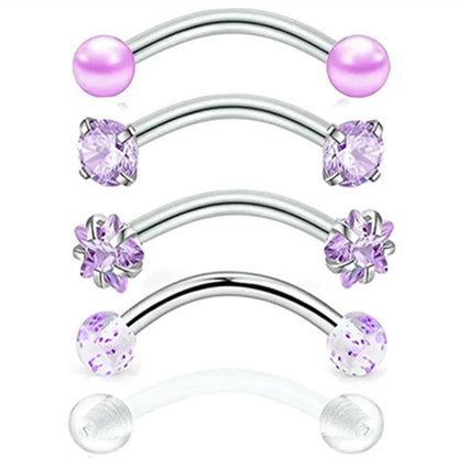5PCS Crystal Eyebrow Piercing Set Curved Barbell Piercings Rook Earring Bulk Helix Stud Tragus Earrings Cartilage Jewelry Labret
