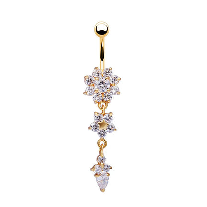 2023 Trendy Crystal Flower Belly Button Ring for Women - Versatile Body Jewelry