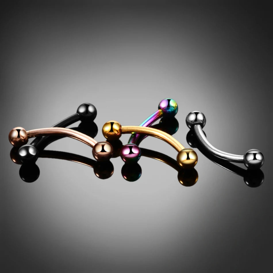 Implant Titanium Curved Barbells Eyebrow Rings Piercing Curved Bar Banana Rook Ear Cartilage Helix Tragus Body Piercing Jewelry
