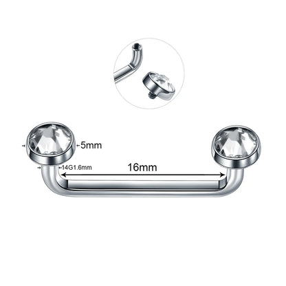 1PC Titanium 16G 14G External&Internal Thread Surface Bar Industrial Barbell CZ Micro Dermal Anchors Ring Piercings Sexy Jewelry