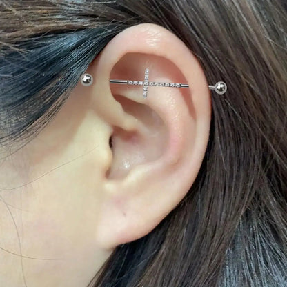 1PC Industrial Piercing Barbells Jewelry Stainless Steel CZ Heart Ball Pearl Cartilage Helix Earring Body Piercing for Women Men
