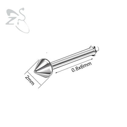 ZS 1PC 20G Spike Nose Ring Stainless steel Nose Stud Black Color Cone Nostril Piercing L-Shaped Seputm Nose Hole Body Piercings