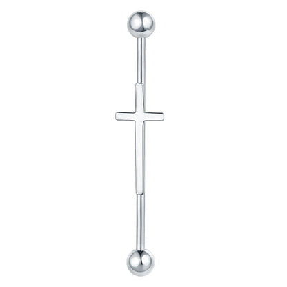 1PC Steel Cross Industrial Piercings Orelha Cartilagem Industrial Barbell Earrings Piercing Bar Scaffold Ear Cartilage Helix 14G