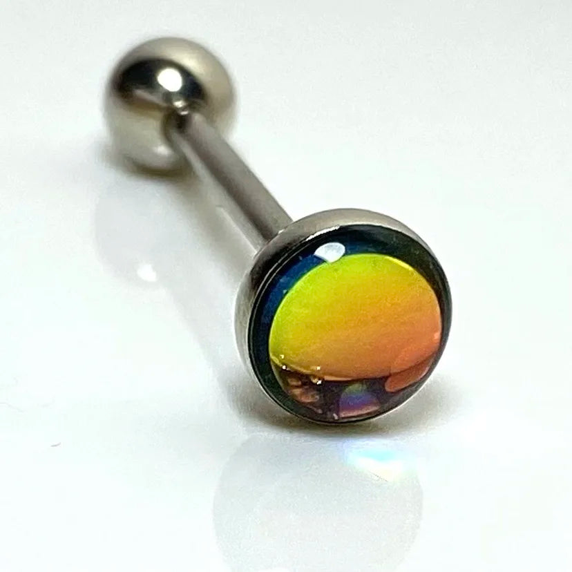 Stainless Steel Tongue Piercing Rings 14G Oil Luminescence Pink Blue Tongue Stud Studs Earrings BCR Piercings Body Jewelry Gifts