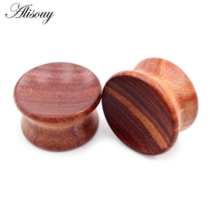 Alisouy 2pcs 6mm-20mm Concave Natural Wood Men Women Ear Tunnels Plugs Expander Stretchers Gauges Earrings Piercing Body Jewelry
