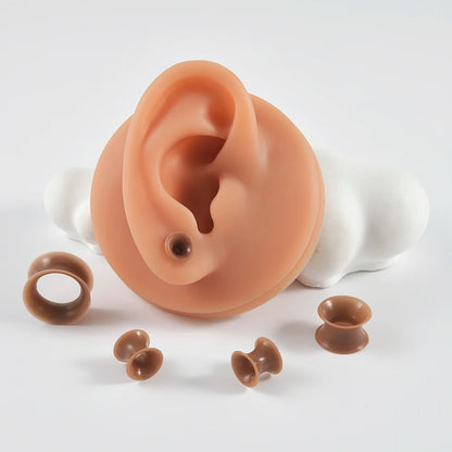 Pair Skin Thin Soft Flexible Ear Tunnels Double Flare Ear Plugs Flesh Tunnel Ear Gauge Expander Stretcher Earlets Earrings