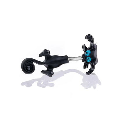 Elegant Stainless Steel Cat-Shaped Belly Ring with Zircon Detailing