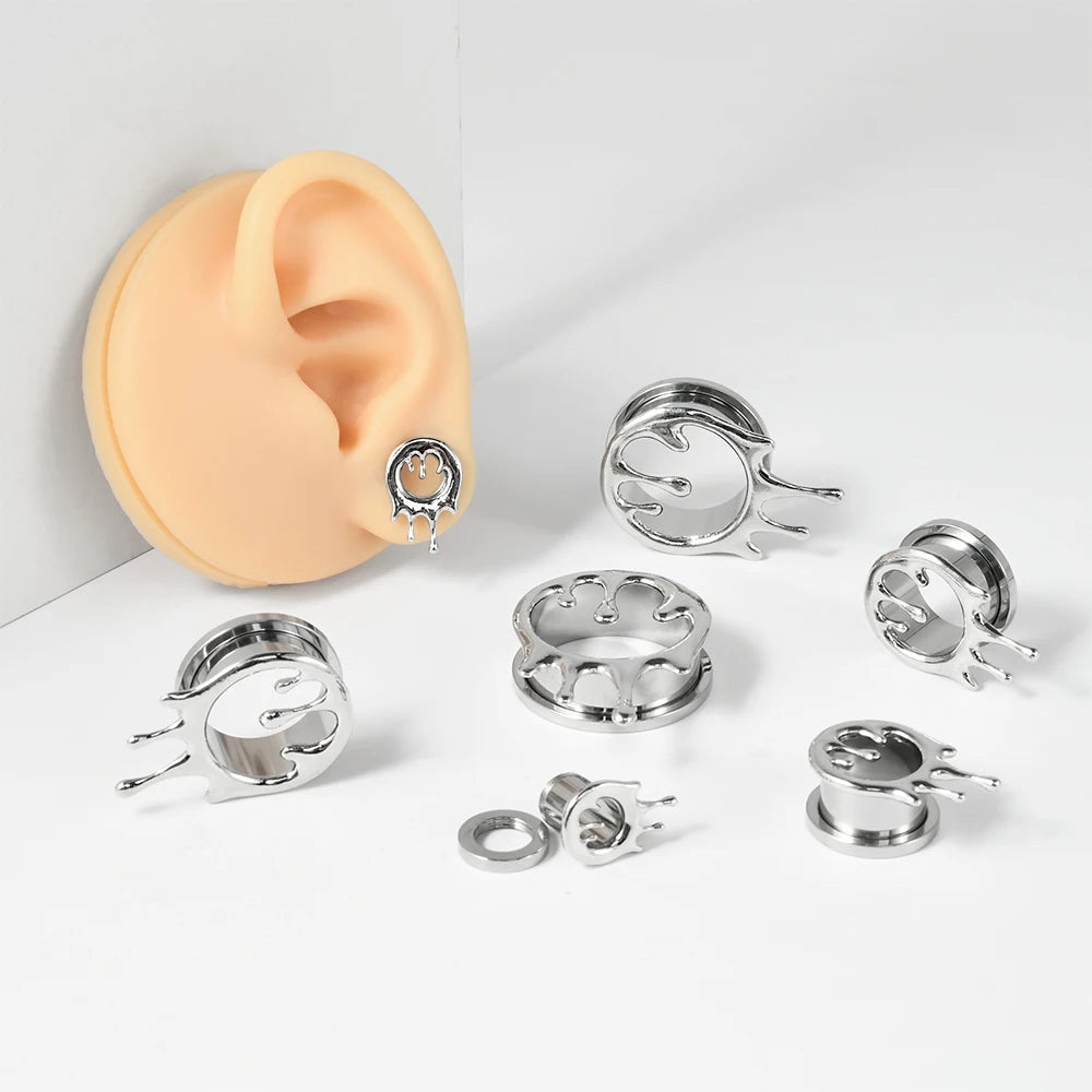 Dreamlee Heart Zircon Ear Tunnel Plug - Stainless Steel Body Piercing Jewelry for Versatile Style