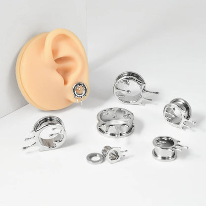 Dreamlee Heart Zircon Ear Tunnel Plug - Stainless Steel Body Piercing Jewelry for Versatile Style