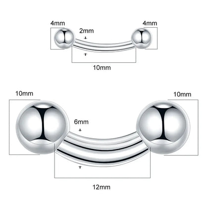 1/5PCS Steel Curved Barbell Banana Large Size 16G-00G Eyebrow Cartilage Tragus Piercing Earring Lip Stud Tongue Jewelry for Men