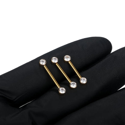 Hypoallergenic Titanium Nipple Barbell with Sparkling CZ Crystal - Versatile & Elegant