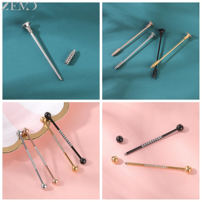 ZEMO 14G Stainless Steel Industrial Barbell Earrings - Versatile and Stylish for All Occasions