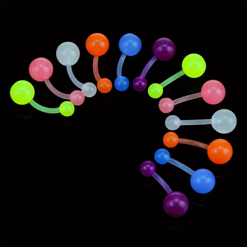 Glow in the Dark Acrylic Body Piercing Jewelry Set of 20 - Versatile Style for All Occasions