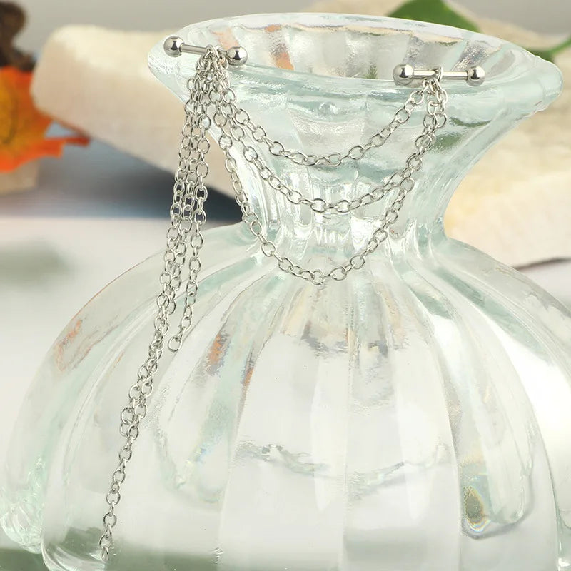 New Silver Color Industrial Piercing Chain Earrings for Women Fashion Ear Cartilage Helix Barbell Surgical Steel Jewelry Gifts