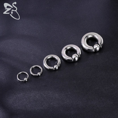 ZS 1 Piece 2/4/6/8G Stainelss Steel Horseshoe Nose Ring Men Internal Threaded Large Gauge Piercings Ear Expander Septum Piercing