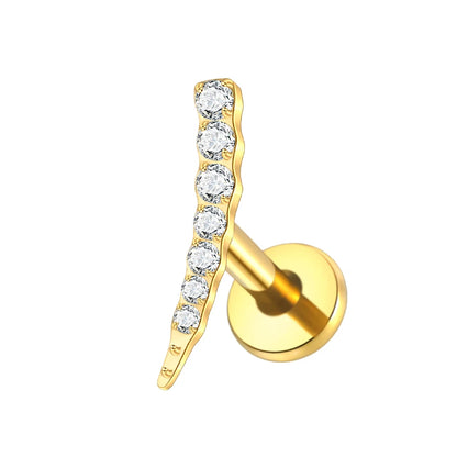 1PC Titanium Ear Cartilage Piercings Flat Back Stud Earring Internal Thread Butterfly Cross CZ Helix Tragus Piercing Jewelry 16G