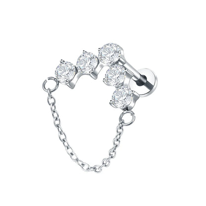 1PC Titanium Ear Cartilage Piercings Flat Back Stud Earring Internal Thread Butterfly Cross CZ Helix Tragus Piercing Jewelry 16G
